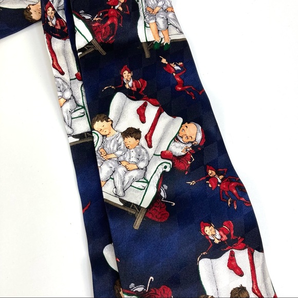 Norman Rockwell Christmas Santa & His Elves Tie New with Tag Vintage - Picture 3 of 7